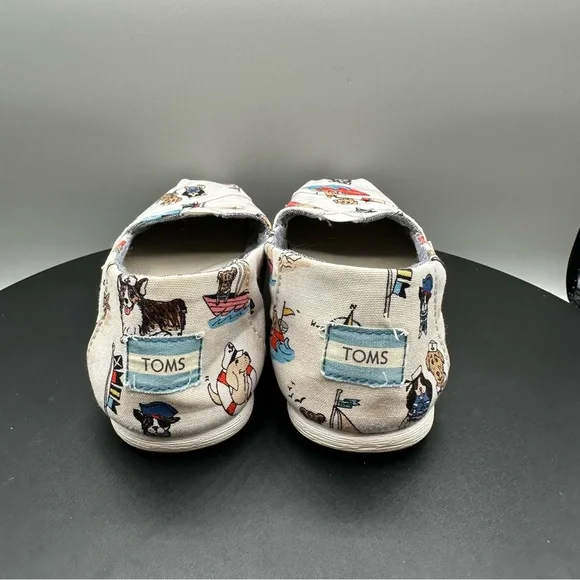 Toms Nautical Dogs Canvas Classic Slip On Shoes Women 6.5 White - Picture 5 of 11